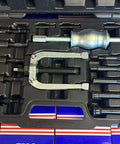 16-piece blind bearing puller kit designed for removing stuck bearings, bushings, and axles in case with slide hammer and collets