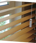 Blind with 2 Pack Blind Cord Knob Drop Weights For Window Treatments And Curtain Accessories installed, showing sleek design.