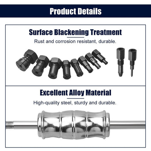 12pcs Blind Hole Collet Bearing Puller Set with Expandable Collets and Slide Hammer, rust-resistant steel details