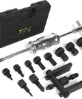 Blind Hole Bearing Puller Set 8-32mm with Slide Hammer, 12PC Tool Kit showing collets, slide hammer, and storage case