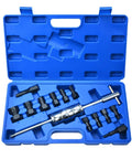 13pcs Blind Hole Collet Bearing Puller Set in blue case, showing slide hammer and expandable collets for 8-32MM removal