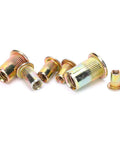 Blind Riveting Nuts Set 300 Pcs Color Plated Zinc Steel For Metal Plates Pipes Automotive Industrial Assembly Durable Galvanized Surface