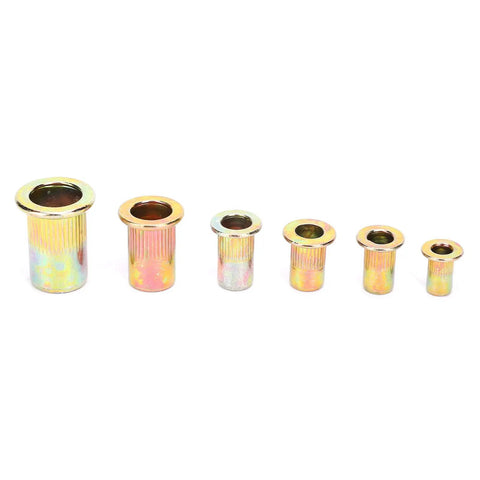 300 Piece Blind Rivet Nuts Set Color Plated Zinc Steel Galvanized Rustproof Nuts for Fastening Metal Plates and Pipes Ideal