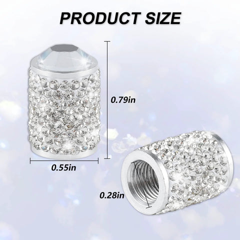 4 Pack Bling Crystal Tire Valve Caps With Rhinestones Waterproof Dustproof Valve Stem Caps For Cars Trucks SUVs And Motorcycles Universal Fit White Made From ABS Plastic And Copper Alloy With Polymer Clay Coating For Durable Sparkle