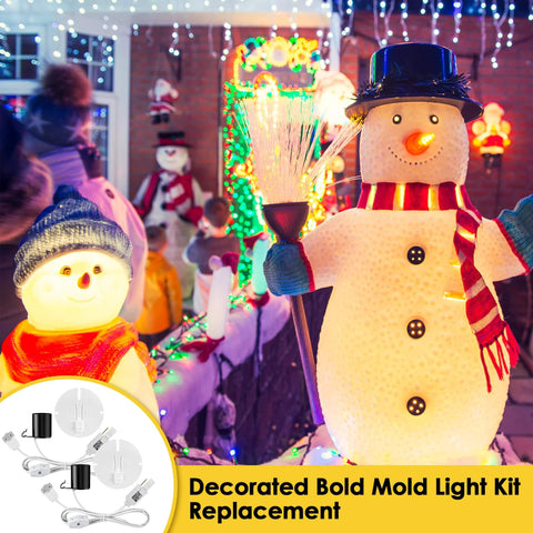 2 Pack Blow Mold Light Kit Replacement With E27 And E26 Sockets Two Fuse Plugs displayed in outdoor Christmas village scene