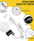 2 Pack Blow Mold Light Kit Replacement With E27 And E26 Sockets Two Fuse Plugs, showing components and features diagram
