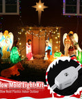Four Socket Blow Mold Light Kit Replacement For MB48 with E26 E27 Medium Base Cord, switch, and white plates in nativity display