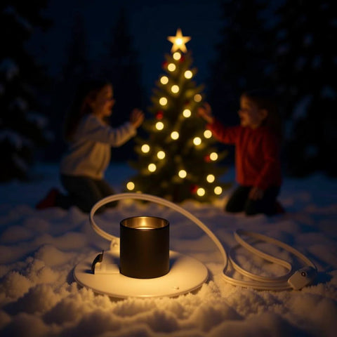 All In One Blow Mold Light Kit Replacement With Switch in snow, highlighting E26/E27 socket usage for Christmas village decor.