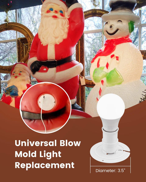 Two Pack Blow Mold Light Kit Replacement for Outdoor Holiday Decor With E26 E27 Socket and Five Foot Cord by SURAIELEC with Santa figures