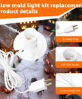 Two Pack Blow Mold Light Kit Replacement with E27 E26 Bulb Cord, 2-Prong Plug, for Halloween and Christmas Decor, Norward