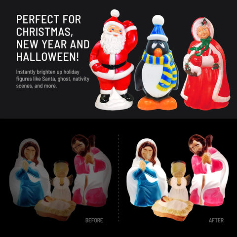 Blow Mold Light Kit Replacement For Blow Mold Plastics With White Plate Vintage Style Retro LED Light Cord For seasonal decor as Santa and nativity figures glow