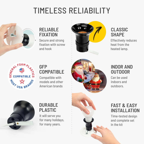 Blow Mold Light Kit Replacement For Blow Mold Plastics With White Plate Vintage Style Retro LED Light Cord For Halloween Displays