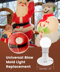 Blow Mold Light Kit Replacement For Outdoor Holiday Decor With E26 E27 Socket and 3.5 Inch Light Plate next to Santa and Snowman figures.