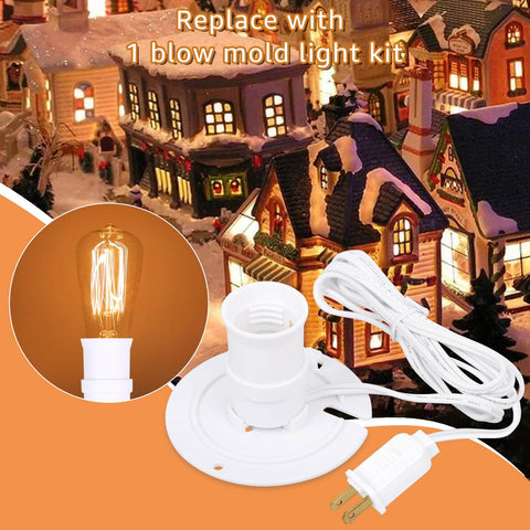 5 Foot Blow Mold Light Kit Replacement For MB48 With E26 And E27 Lamp Holder White 1 Set shown with holiday village scene