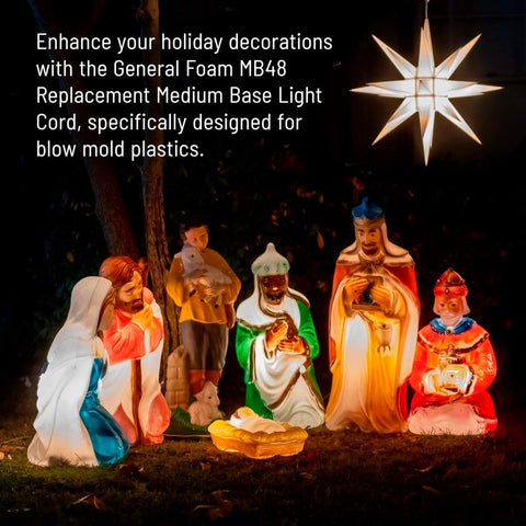 Blow Mold Light Kit Replacement For Blow Mold Plastics With White Plate Vintage Style Retro LED Light Cord illuminating nativity scene
