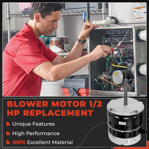 Technician installing Half Horsepower Blower Motor For Nortek Nordyne Intertherm Miller Maytag Frigidaire Gas Furnaces 622686.