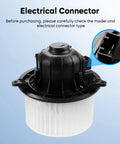 HVAC Blower Motor Fan For Ford Expedition 2009 To 2017, Ford F150 2009 To 2014, Lincoln Navigator 2009 To 2014 Replacement Part 700237 AL1Z19805A Easy Install And Quiet Performance with a close-up of electrical connector.