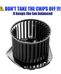 Direct Fit Replacement AC Blower Motor With Fan For 1992 1993 1994 1995 1996 Chevy Silverado Suburban 1500 2500 Tahoe GMC Sierra Yukon C1500 C2500 K1500 K2500 G20 HVAC Heater Blower Motor Replaces 700103 front view with balance instruction