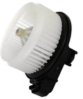 Drop In Replacement AC And Heater Blower Motor For Jeep Wrangler And Ram 1500, side view of fan and motor unit, white and black