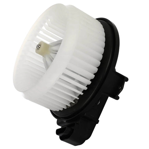 Drop In Replacement AC And Heater Blower Motor For Jeep Wrangler And Ram 1500, side view of fan and motor unit, white and black