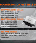 Beefed Up Blower Motor Assembly for Nissan and Infiniti Vehicles 700193 HVAC AC Heater Fan
