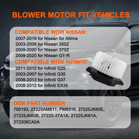 Beefed Up Blower Motor Assembly for Nissan and Infiniti Vehicles 700193 HVAC AC Heater Fan