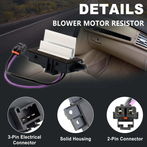 AC Blower Motor Resistor And Blower Control Module Fits 2003 2007 GM Chevy Silverado Tahoe Suburban Avalanche GMC Sierra Envoy Yukon Cadillac Escalade Part Numbers 15-80567 89018778 4P1516 1580567 with connectors and housing