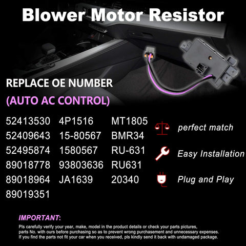 AC Blower Motor Resistor And Blower Control Module Fits 2003 2007 GM Chevy Silverado Tahoe Suburban Avalanche GMC Sierra Envoy Yukon Cadillac Escalade Part Numbers 15-80567 89018778 4P1516 1580567