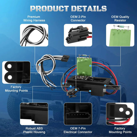AC Blower Motor Resistor Kit With Harness For 2003 2004 2005 2006 Chevy Silverado components including wiring and connectors