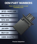 HVAC Blower Motor Resistor Replacement For Ford F-150 2004-2014 Escape 2008-2012 Expedition 2007-2017 Mustang shown with part numbers