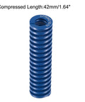 Blue 18mm Outer Diameter Compression Die Spring Two Pack, 70mm Free Length, 42mm Compressed Length, featuring sturdy coils.