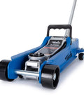 Low Profile 2.5 Ton Hydraulic Floor Car Jack For Cars And SUVs With Lifting Range From 3.35 Inches To 14.57 Inches Built In Heavy Duty Steel For Home Garage Shop Use Blue By Tonda, front view