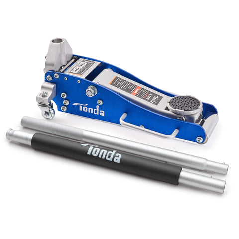 Low Profile 2 Ton Floor Jack With Dual Pump System For Quick Lift, Hydraulic Aluminum And Steel Car Jack in blue