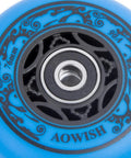 Close-up of a blue 76mm 90A Ripsurf Wheel with ABEC9 Bearings for RipStik DLX Caster Board.