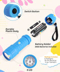 9-LED Flashlight 6-Pack With Lanyards In Assorted Colors, Includes 18 AAA Batteries, Ready To Use Out Of The Box, flashlight details