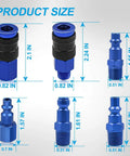 Product size dimensions for 15 Piece Air Hose Fittings Kit With One Quarter Inch Universal Air Couplers And Industrial Air Plugs