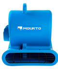 Front view of a blue Powerful One Third HP Air Mover Blower With 2000 CFM For Floors And Carpets 3 Speed Dual GFCI Outlets 25 Feet Cord Fan