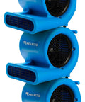 Stacked blue Powerful One Third HP Air Mover Blower With 2000 CFM For Floors And Carpets 3 Speed Dual GFCI Outlets
