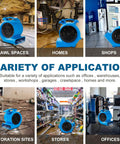 Powerful Half Horsepower Air Mover For Fast Carpet Drying And Floor Drying With 2200 CFM Air Flow Lightweight Design For Home Garage And Job Site Use Two Speed Settings By Mounto shown in various environments