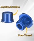 Blue M8 aluminum chainring bolts set delivers CNC precision, anodized finish, and lightweight security, featuring anodized surface and clear thread.