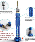 Image showing a 5-In-1 Mini Precision Screwdriver Set With Magnetic S2 Steel Bits For Eyeglasses Sunglasses Electronics And Jewelry. Features an aluminum alloy handle with storage space for bits.