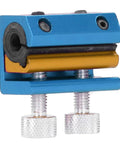 Aluminum Portable Motorcycle Cable Lubrication Tool For Brake Throttle And Clutch Cables On ATVs with blue finish and clamp detail