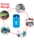 Front view of two light-blue aluminum bore rigid couplings for 8mm shafts; motor/stepper shaft connectors.