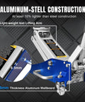 Low Profile 1.5 Ton Aluminum And Steel Floor Jack With Dual Piston Quick Lift Pump for Cars showing blue design and lifting arm detail