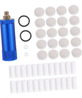 Blue Heavy Duty Water Oil Separator For High Pump Systems With Alloy Aluminum Design, shown with O-rings and filters.