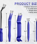 5 Piece Auto Trim Removal Tool Kit From LivTee For Interior Dash Panels Door Panels And Clips No Scratch Plastic Pry Tools Blue Color For Vehicle Audio Dash Installers with tool measurements displayed