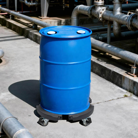 Blue barrel on ✝️ Round Dolly with Wheels Heavy Duty, Adjustable Pot Dolly 16-20 Inch, Large Plant Mover Indoor Outdoor, Muti Functional Rolling Dolly