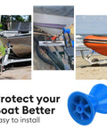 4 Inch Boat Trailer Roller Installation Aperture Half Inch Bow Stop For Boat Trailers Blue Bow Roller With Polyurethane Construction In Wear Resistant Durable Design That Protects Hull And Will Not Fade In Sun Or Wind