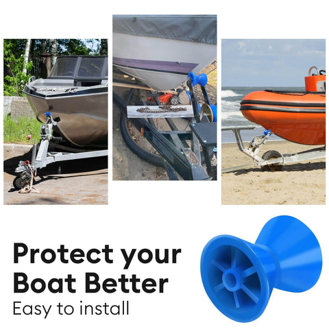 4 Inch Boat Trailer Roller Installation Aperture Half Inch Bow Stop For Boat Trailers Blue Bow Roller With Polyurethane Construction In Wear Resistant Durable Design That Protects Hull And Will Not Fade In Sun Or Wind