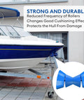 Three Inch Boat Trailer Bow Stop Roller With One Half Inch Shaft Blue Non Marking Non Scratch Bow Roller For Boat Trailers Built Tough And Durable To Keep Your Boat Safe During Launch Docking And Towing installed on boat trailer